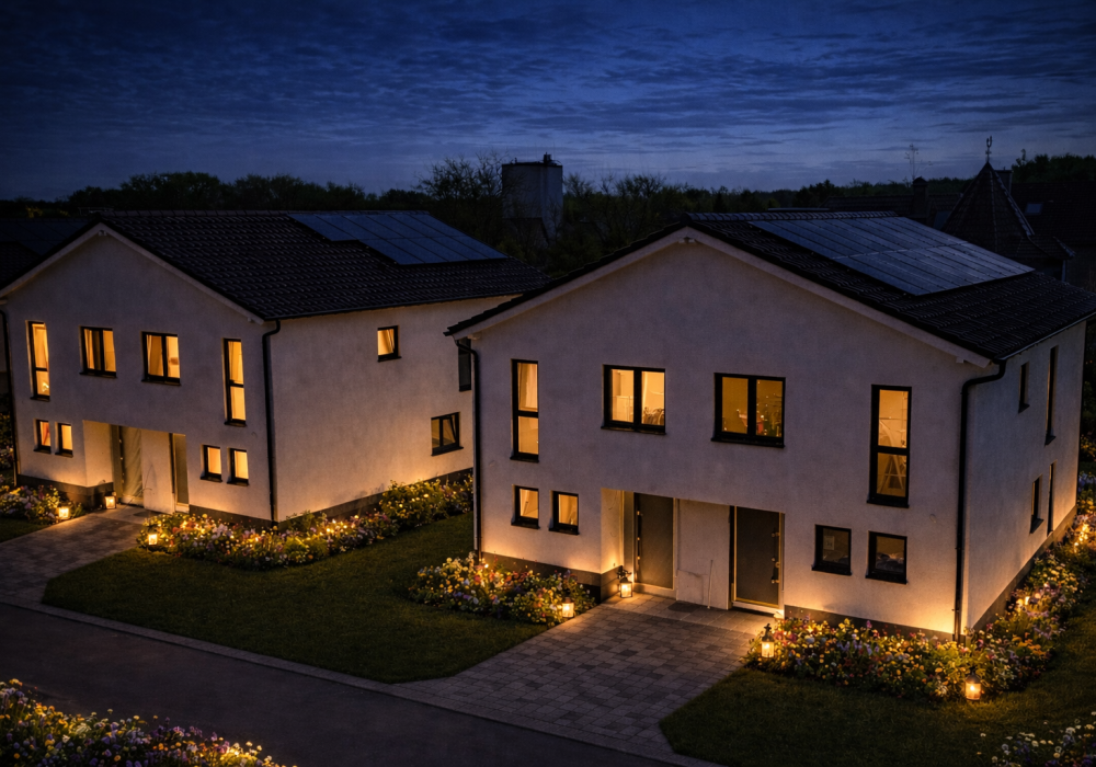 Hausansicht abends